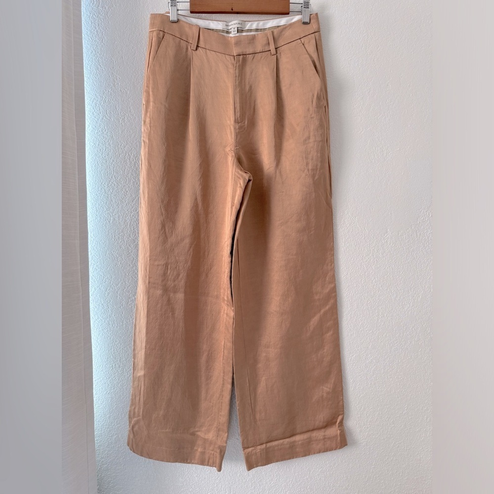 Banana Republic contemporary shimmer copper linen blend trousers size 10